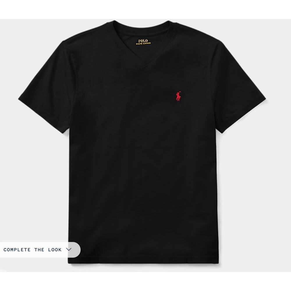 Polo Ralph Lauren - Boys - Black VNeck Cotton Jersey Tee Tshirt - Size L 14-16